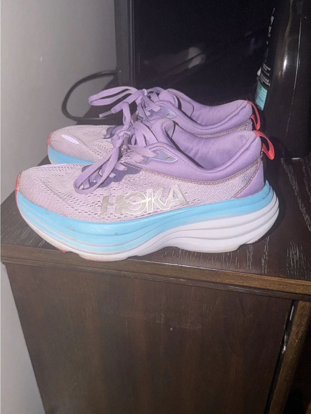 Hoka Women's Lavender Running Shoes with Light Blue Midsole
